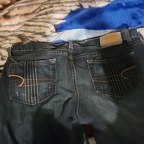 VINTAGE American Eagle Flare Jeans Womens 12 Dark Wash 100% cotton Y2K - Picture 4 of 4